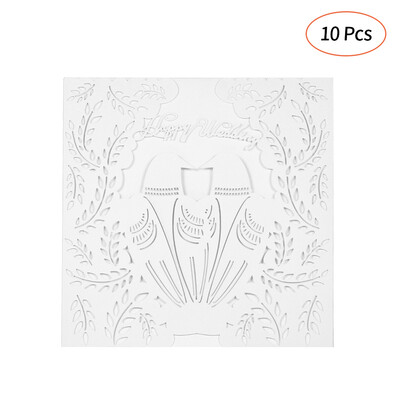 

10pcs Pearl Paper Wedding Invitation Cards Hollow Happy Wedding Invitation Holders--Gold