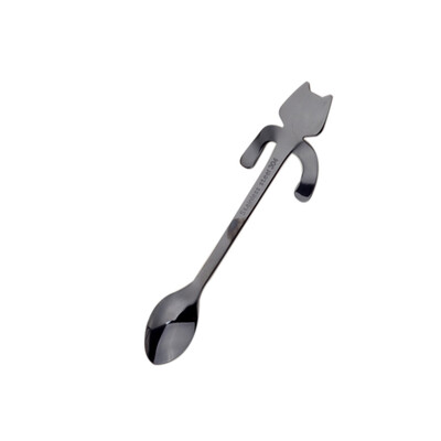

1PCS Stainless Steel Cartoon Cat Spoon Creative Coffee Spoon Ice Cream Candy Teaspoon Kitchen Supplies Tableware 5 Color
