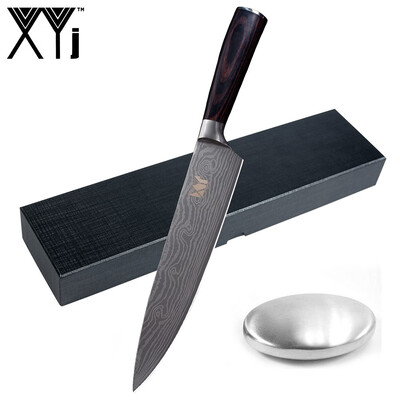 

XYj High Grade Bend Handle Kitchen Knife 3 Piece Set 8 inch Stainless Steel Blade Chef Knife And Stainless Steel SoapGift Box