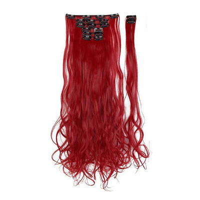

24 Inches Curly 8 Pcs Full Head Clip in Hair Extensions Synthetic 8 Piece 18 Clips Hairpiece Long Wave Trendy Design for Women