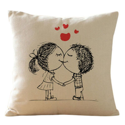 

UpperX Couple Pillowcase 45x45cm Cushion Cover Hidden Zipper Closure Valentines Day Gift