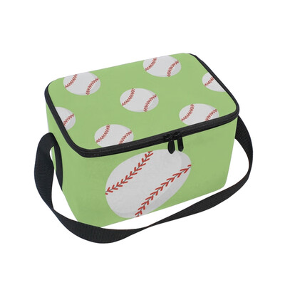 

ALAZA Lunch Box Insulated Pattern With Baseball Lunch Bag Large Cooler Tote Bag for Men Women