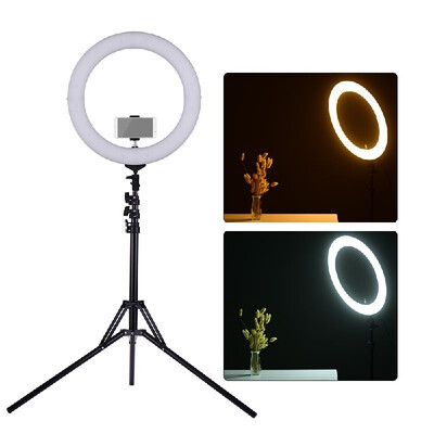 

ZOMEI 18 Inch 2700-5500K Bi-color Dimmable Ring Video Light LED Fill Light CRI 90 with Mini Ball Head Phone Holder Carrying Bag L