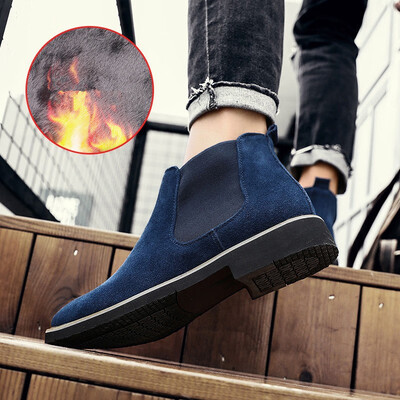 

New For Men Chelsea Ankle Boots Fashionable For Men Male Brand Quality Leather Slip-on Motorcycle Mens Warm Free
