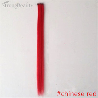 

StrongBeauty Women Colorful Extension Long Synthetic Clip In Straight Hairpiece Party Highlights Punk Hair Pieces
