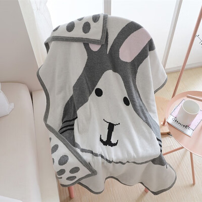 

100 Cotton Thicken Children Knit Blanket Double Jacquard Design Fox Rabbit Baby Throw Blanket Hold Soft Blanket 90x130cm