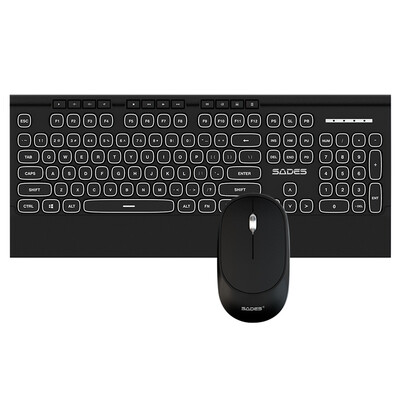 

Sades V3030 wireless mute keyboard&mouse set retro light chocolate button mouse&keyboard set office home notebook desktop computer black
