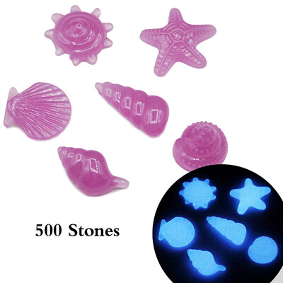 

500pcsBag Glow in Dark Stone DIY Home Decor Luminous Pebbles Colorful Sea Conch Shell Starfish Rocks for Aquarium Fish Tank