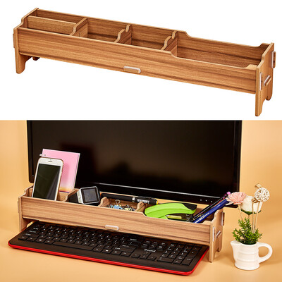 

Desktop Multifunctional Monitor Riser Stand with Storage Slolts for Stationeries Keyboard Office School Home Supplies