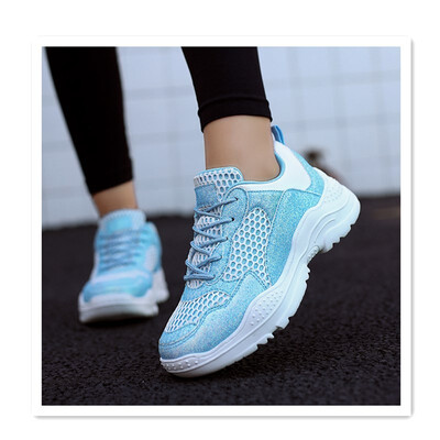

New ladies breathable sneakers running shoes running shoes leather breathable Korean version of the wild tide shoes