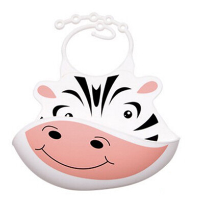 

Silicone Baby Bibs Feeding Pocket Bibs Soft Waterproof Easy Clean Food Catcher Cartoon Animal for Babies & Toddlers Zebra