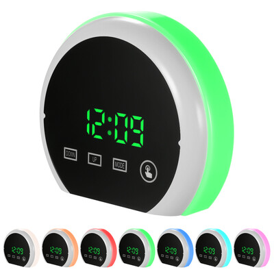 

Digital LED Touch Mirror Temperture Alarm Clock USB & Battery Operated 12H24H °C°F Display RGB Color Light Alarm Clock with Dual