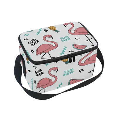 

ALAZA Lunch Box Insulated Flamingos And Watermelons Lunch Bag Large Cooler Tote Bagfor Men Women