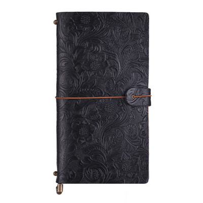 

Antique Embossed Travel Journal Notebook Diary Leather Bound Refillable Daily Notepad Lined Blank Grid Paper for Travelers Busines