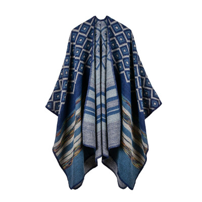 

Winter Women Loose Outerwear Coat Oversized Knitted Cashmere Poncho Cape Shawl Cardigan Sweater