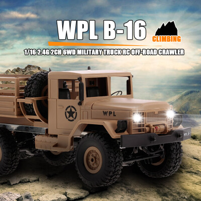 

WPL RC Car 116 Rock Crawler Off-Road 6WD Military Truck Car With Light Gift for Kids RTR