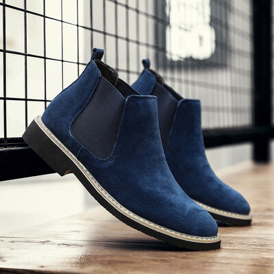 

New For Men Chelsea Ankle Boots Fashionable For Men Male Brand Quality Leather Slip-on Motorcycle Mens Warm Free