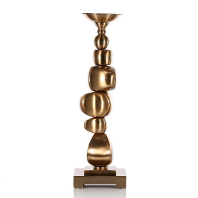 

Endless Columns - Candlestick Metal Sculpture Double Square Base Cobblestone Imitation Candlelight Dinner Table Ornament Wedding D