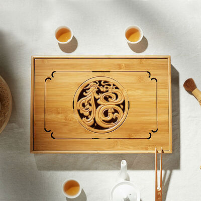 

Blessing Dragon & Phoenix Bamboo Kungfu Tea Ceremony Table Tabletop Serving Tray Medium 35 x 23 x 6 cm