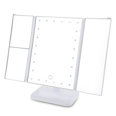 

Angle Adjustable Three Sides Foldable LED Dimmable Makeup Table Mirror
