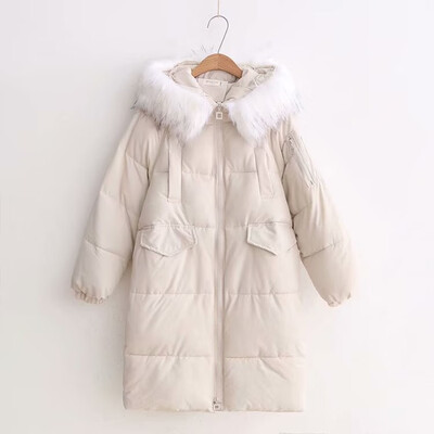 

ParkasLoose mid-length long fur collar padded cotton suitCoat