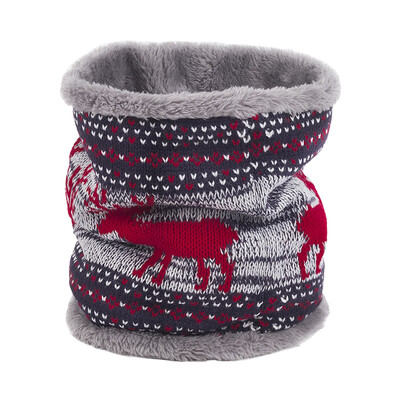 

Winter Women Men Printed Scarf Fleece Thicken Neckerchief Unisex Wool Neck Warmer Knitted Scarves