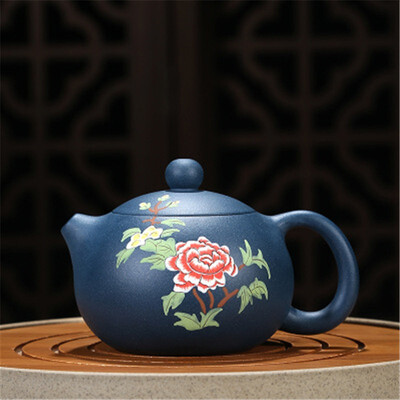

Yixing purple sand tea set of chlorite ores ink all hand teapot blooming flowers xi shi pot gift customization