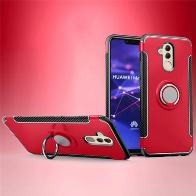 

Back Cover For Huawei Mate 20 Lite Case Car Holder Stand Hard PC Silicon Ring Suction Bracket Celulars Fecoprior