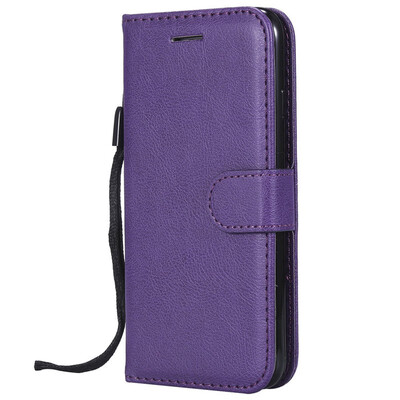 

Luxury Simple Solid Color Case For iphone 5 5s SE SE2 PU Leather Card Slot Lanyard Phone Cover New Fundas P06G