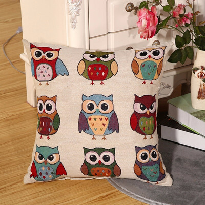 

bveteeOwl Cotton Cushion Covers Sofa Cushion Cases Cotton Linen Cushion Decorative Pillows Pillow Cover CoussinNo Inner