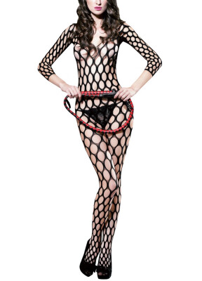 

Sexy Women Fishnet Bodystocking Underwear Hollow Out Mesh Open Crotch Erotic Lingerie Intimate Sleepwear Black