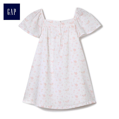 

GAP flagship store childrens clothing baby girl child summer cotton butterfly print square collar short-sleeved dress 307318 butterfly pattern white 110cm 4T