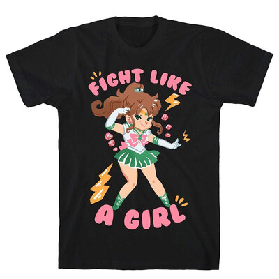 

Fight Like A Girl Jupiter Parody Black Mens Cotton Tee