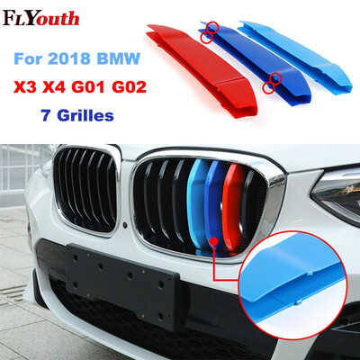 

For 2011 to 2018 BMW X3 X4 F25 F26 G01 G02 7 Grilles 3D M Car Front Grille Trim Strips Grills Cover Decoration Stickers 3Pcs