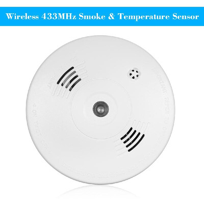 

Wireless 433MHz Smoke Fire Detector Photoelectronic Temperature Sensor Inside Fire Alert Security Alarm For Home KitchenStoreHot