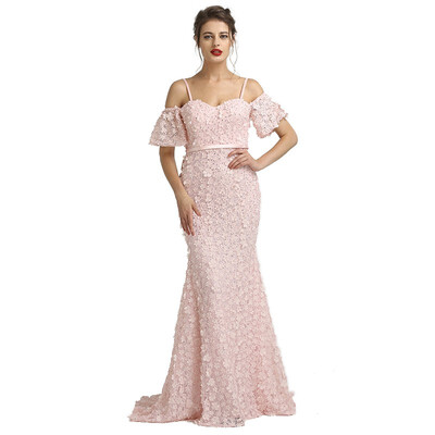 

Sexy Strapless Short Sleeves Mermaid Evening Dresses 2018 Embroidery Pearls Fashion Evening Gowns Alacati