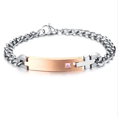 

AAA beautiful zircon couple titanium steel bracelet Valentines Day gift