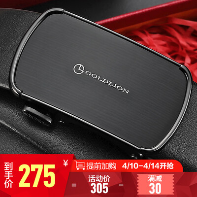 

Goldlion Mens Belt Strap Leather Automatic Buckle Belt Business Casual Mens Textured Pants Black FAV083070-511 110-120CM
