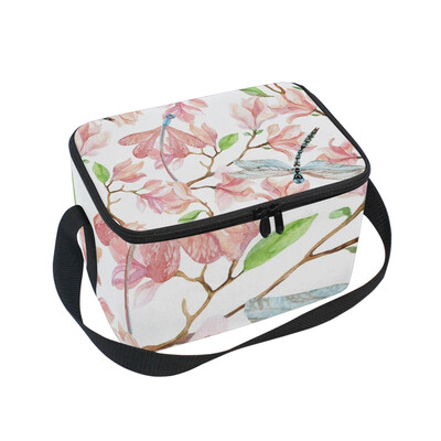 

ALAZA Insulated Lunch Box Watercolor Magnolia Lunch Bag for Men Women Portable Tote Bag Cooler Bag