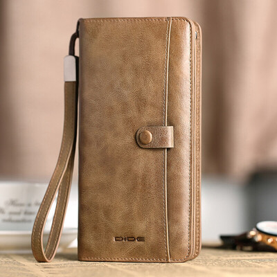 

Dede DiDe wallet mens handbags first layer cowhide retro long wallet fashion multi-card card package DQ713 khaki