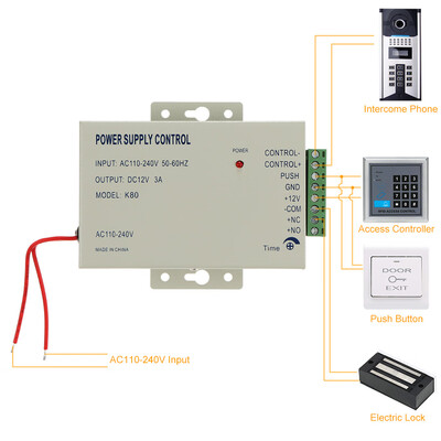 

AC110-240V to 12V3A Power Supply for Door Entry Access Control System