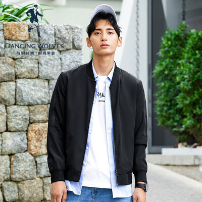 

Dancing with wolves DANCING WOLVES Jacket Men 2019 Spring New Solid Color Baseball Collar Slim Mens Jacket 72093012630 001 Black 17592A