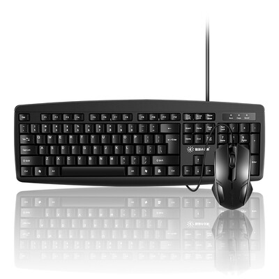 

SUNROSET13 wired keyboard&mouse set desktop laptop office home mouse&keyboard set round mouth black PU interface