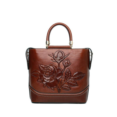 

SUWERER 2019 New Women Genuine Leather bags top luxury handbags women bags designer Embossing leather Art tote women bags