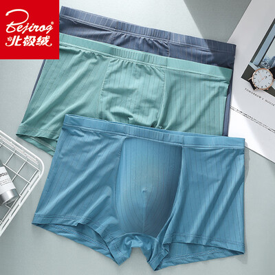 

Arctic velvet 2019 spring&summer new mens underwear mens striped solid color ice silk breathable thin section underwear boxer briefs four corner shorts 3 loaded gray blue gray green dark gray mixed color