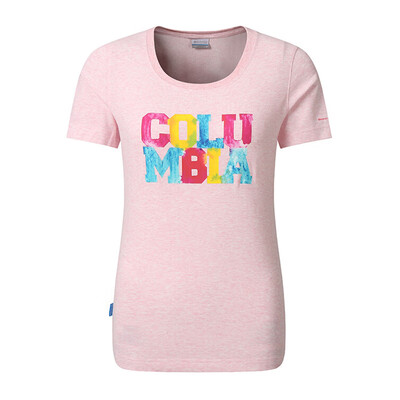 

Columbia T-shirt Outdoor Lady Field Discovery Print Logo Round Neck Short Sleeve Moisture Comfort T-Shirt PL2795 957 S