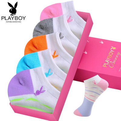 

Playboy 5 pairs of socks womens boat socks autumn combed cotton sweet wild small fresh cute cartoon sports casual low to help shallow mouth short socks female invisible socks 1361-5 multi-color code