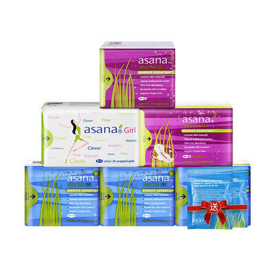 

Asana Asana Canada imported ultra-thin day&night sanitary napkins set 6 packs of 63 pieces day 10P3 night 8P1 mini 20P 1 long night 5P 1 to send daily 2P 2
