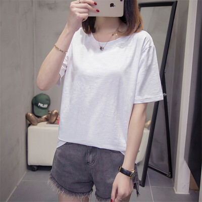 

JOY OF JOY Jingdong Womens 2019 New Korean Edition Loose Joker Short Sleeve T-Shirt Womens Bamboo Cotton JWTD191475 White
