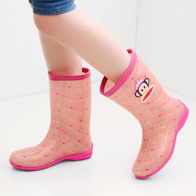 

PaulFrank big mouth monkey in the tube fashion color waterproof rubber rain boots PF1013 pink love 38